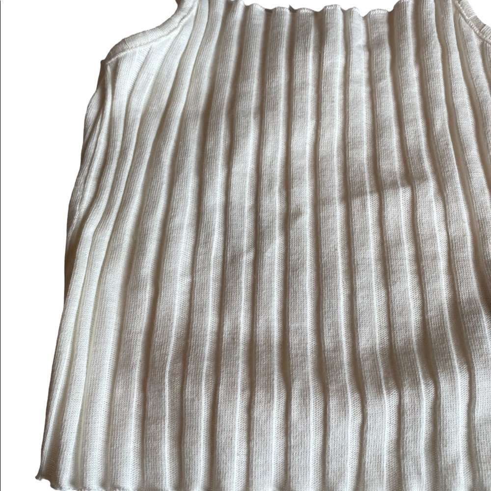 Zara Ivory Ribbed Crop Tank Top - Picture 2 of 13